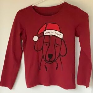 Life is Good long Sleeve tshirt Santa Dog
